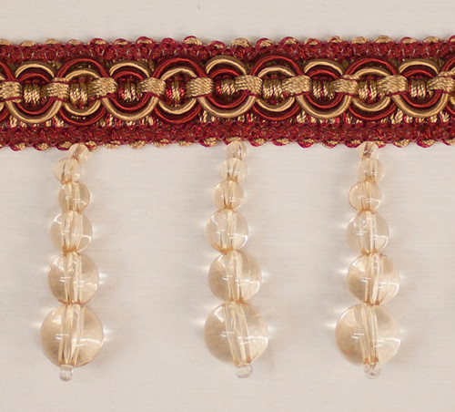 Drapery Trim - Red- Beaded Trim- Design 12 - 2 1/2" Inches