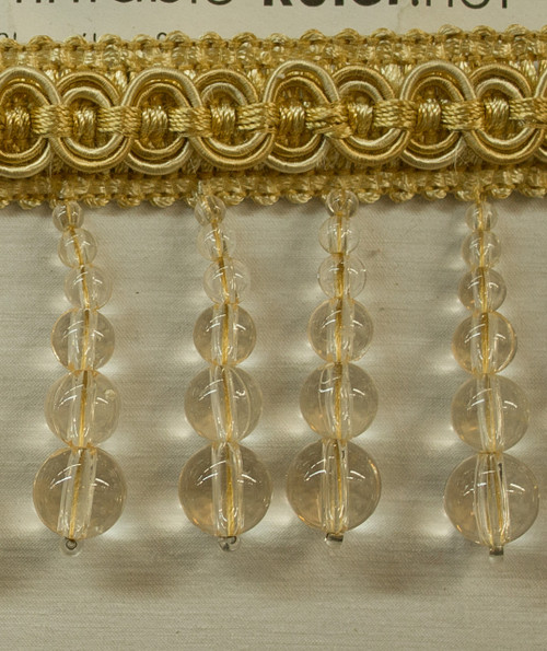 Drapery Trim - Gold & Clear- Beaded Trim - 2 1/2" Inches
