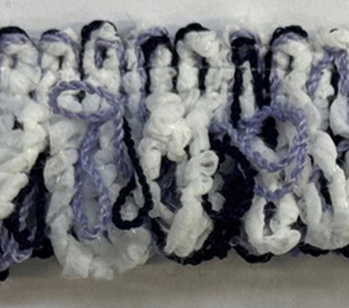 Brushed White , Black & Purple Trim , 1 inch, Perfect for drapery , upholstery , & bedding.