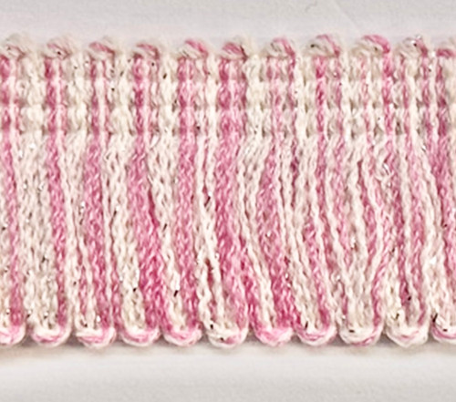 Brushed White & Pink Trim , 1 inch, Perfect for drapery , upholstery , & bedding.
