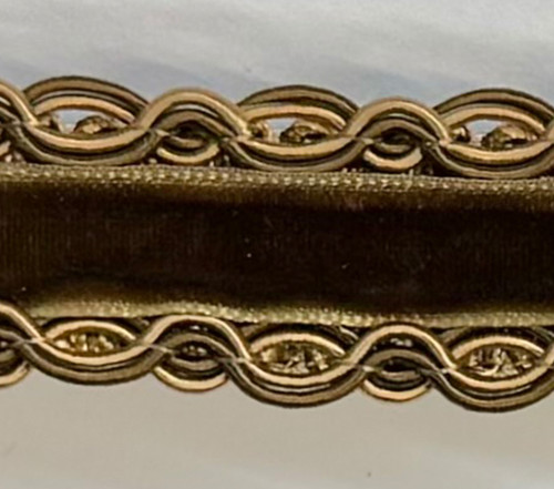 Tape Gold & Dark Brown Velvet  Trim , 1/2 inches , Perfect for drapery , upholstery , & bedding.