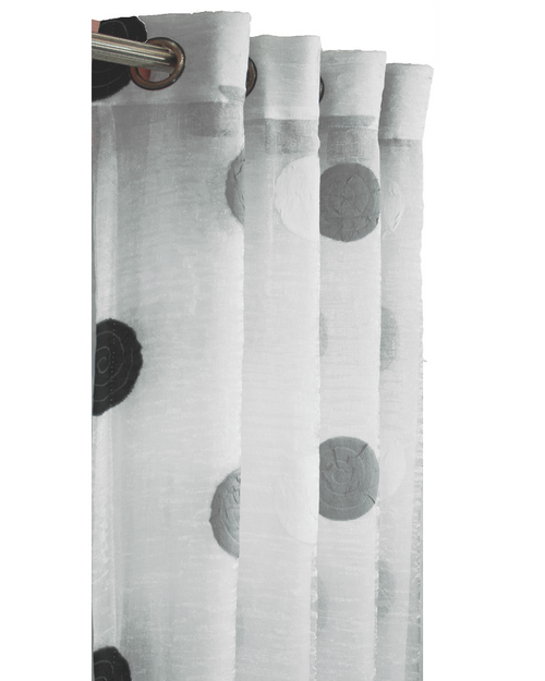 Poco dot Sheer curtain - Black & White-Polyester-60" Inches W