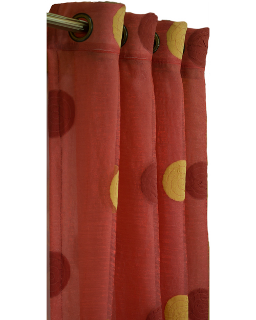 Poco dot Sheer curtain -Red -Polyester-60" Inches W