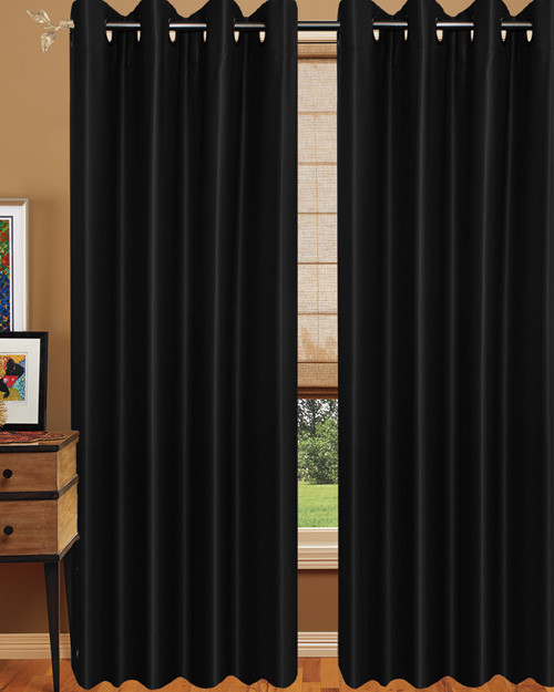 Light out curtain Grommet Top plain Design-Black -Polyester- 56x96 inches