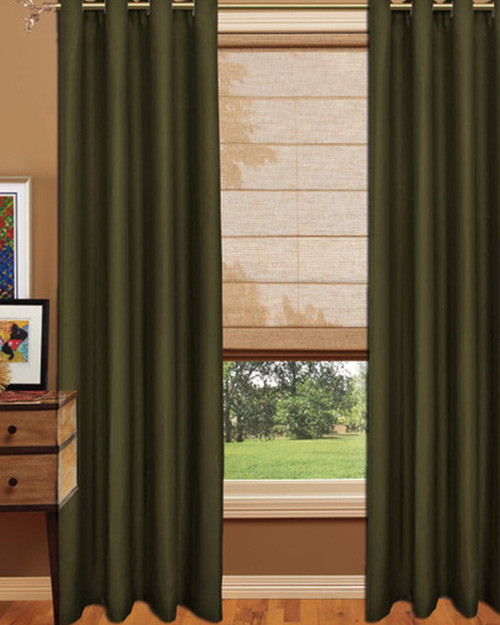 Light out curtain Grommet Top plain Design-Green -Polyester- 56x96 inches-19