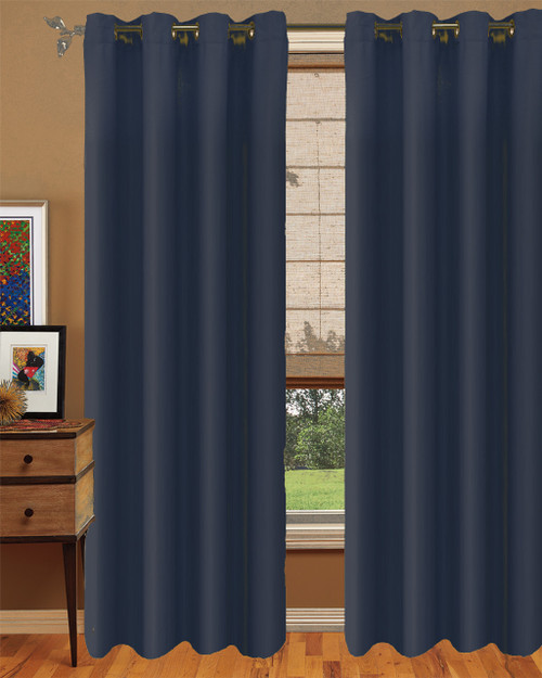 Light out curtain Grommet Top plain Design-Blue -Polyester- 56x96 inches-15