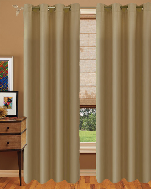 Light out curtain Grommet Top plain Design-Sand -Polyester- 56x96 inches-5