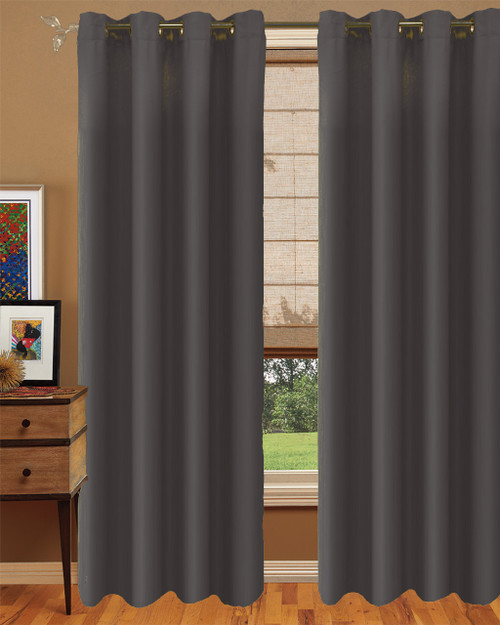 Light out curtain Grommet Top plain Design-Dark gray -Polyester- 56x96 inches-1