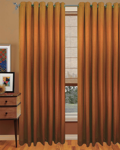 Faux Silk Dupioni Pattern with lining -Copper-Polyester- 90 x 96 Inches