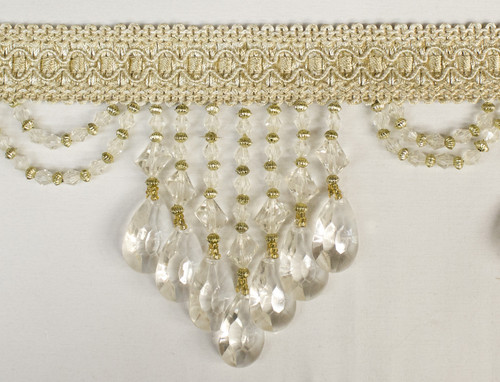 Drapery Trim - Off White- Beaded Trim- Design 21 - 4" Inches