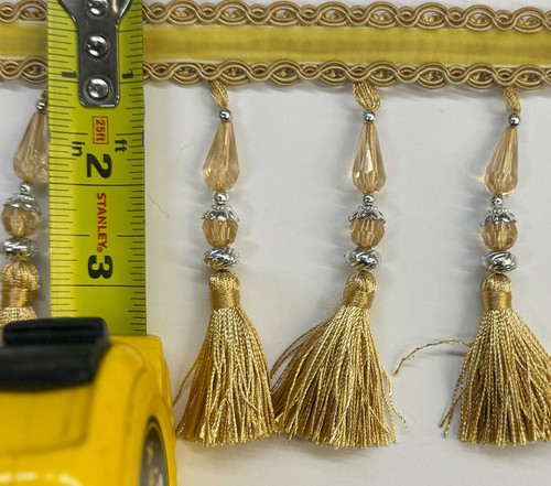 Drapery Trim - Yellow- Beaded Trim- Design 19 - 4  1/4" Inches