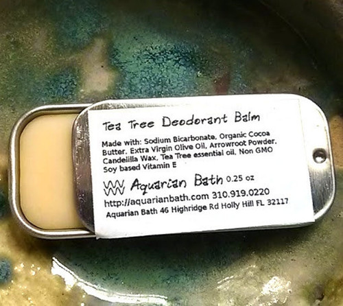 Plastic free deodorant sample by Aquarian Bath