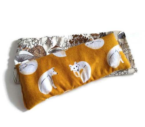 Mushroom and Foxes Cottagecore Eye  pillow with washable cover 3.5 x 8.5 inch