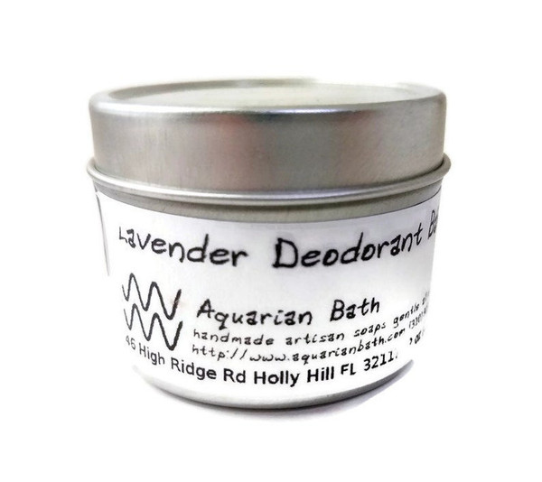 Lavender Deodorant Balm 2 oz by Aquarian Bath. Plastic free container