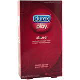 A front side image of the Durex Play Allure Personal Massager retail box.