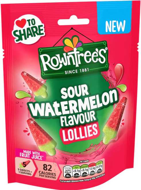 Rowntrees Sour Watermelon Lollies Pouch 130g