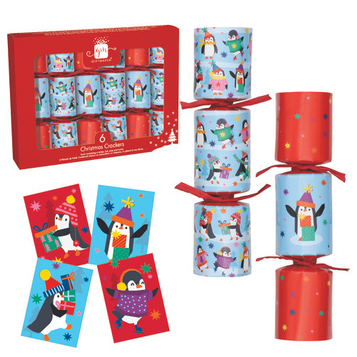 Gift Maker Christmas Crackers - 6 Pack Penguins ***Pre-Order***