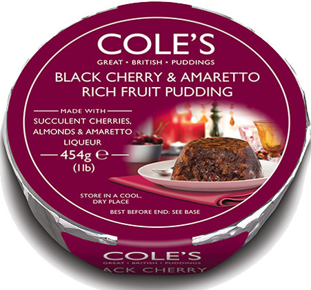 Coles Black Cherry And Amaretto Rich Fruit Pudding 454g