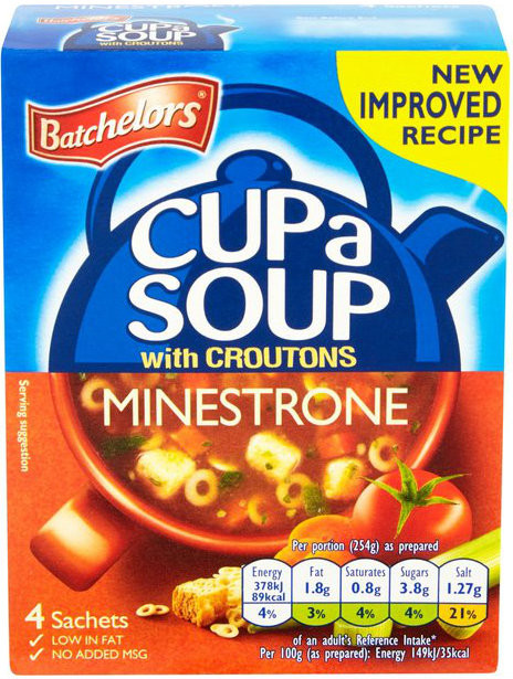 Batchelors Cup a Soup Minestrone 4 Sachet Pack 93g