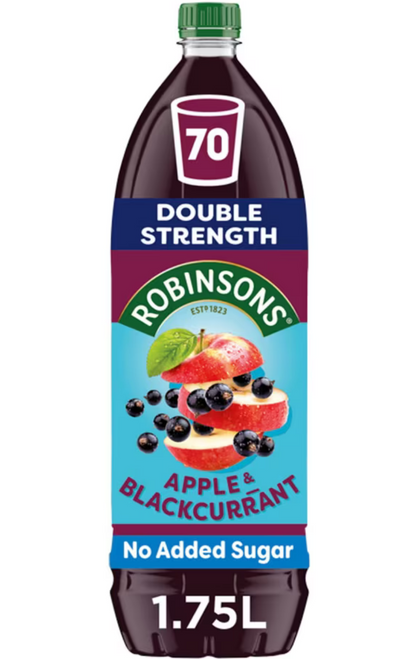 Robinsons Apple and Blackcurrant Double Concentrate NAS 1.75 Ltr