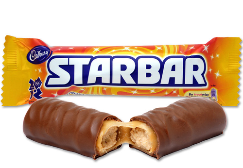 Cadbury Starbar is a Dairy Milk Chocolate Bar with Caramel & Roasted Peanuts. 