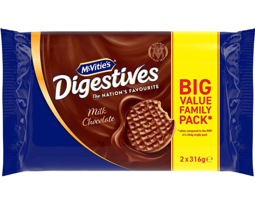 McVities Milk Chocolate Digestives 316g Twin Pack (632g)