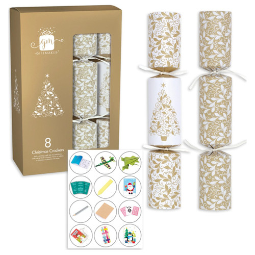 Giftmaker Gold & Cream Christmas Crackers 8 Pack ***Pre-Order***