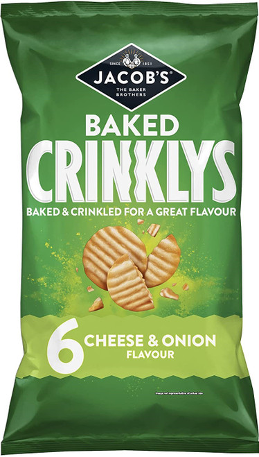 Jacobs Baked Crinklys Cheese & Onion 6 Bag Multipack 