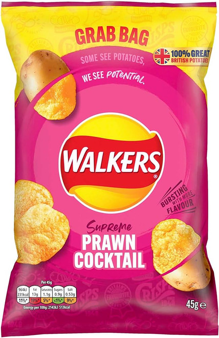 Walkers Crisps Large Bag - Prawn Cocktail 45g