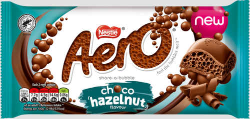Nestle Aero Hazelnut Milk Chocolate Bar 90g