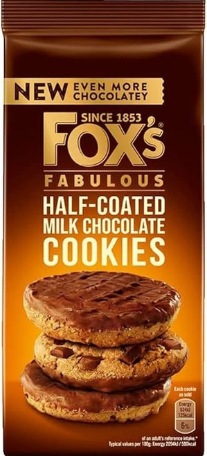 Fox's Favourite Half Coated Choc Cookies 175g  x 8