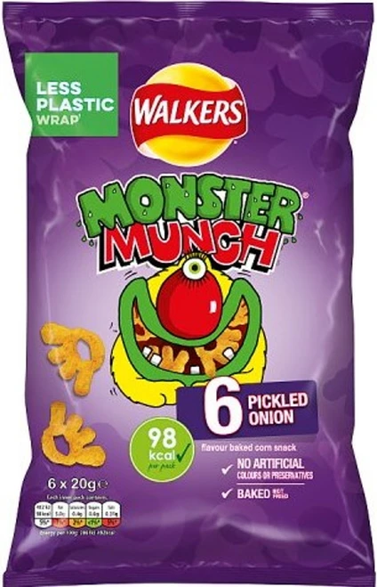 Walkers Monster Munch Pickled Onion 6 Bag Multipack  x 18