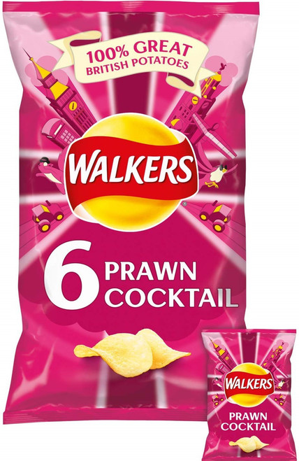 Walkers Crisps Prawn Cocktail 6 Pack  x 18