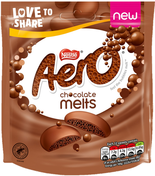 12 x Aero Melts Milk Chocolate Pouch 80g