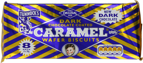 Tunnocks Dark Chocolate Caramel Wafers 8 Pack 240g  x 20 *B/B MARCH 14th*
