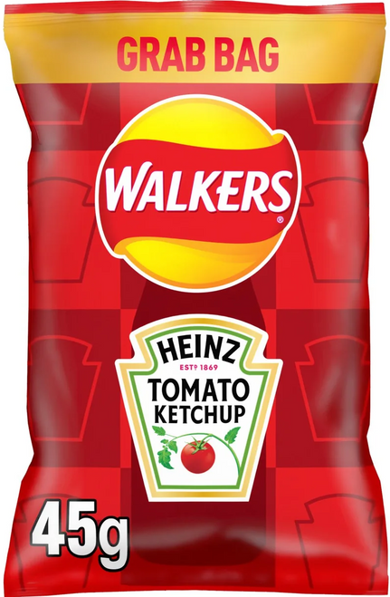 Walkers Ketchup Crisps Large Bag 45g ** B/B JANUARY 3rd**