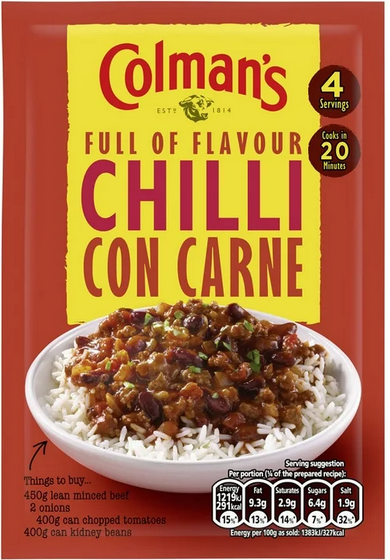 16 x Colman's Chilli Con Carne Mix 50g