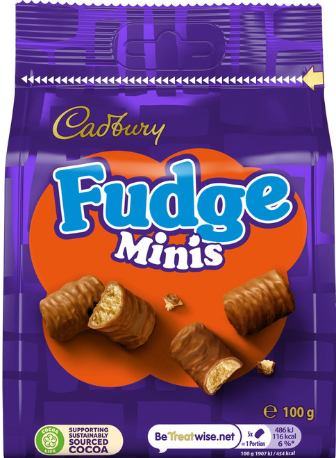 Dairy Milk Fudge Minis Bag 100g  x 10