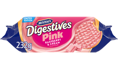 12 x McVities Pink Digestives Raspberry & Cream 232g