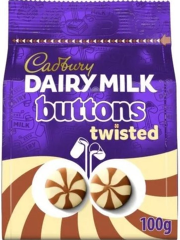 Dairy Milk & White Chocolate Giant Twisted Buttons Bag 100g  x 10