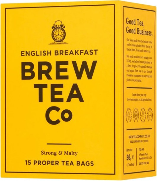 Brew Tea Co English Breakfast 15 Proper Tea Bags 75g