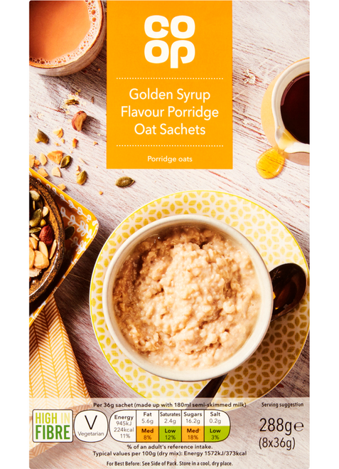 Co-Op Golden Syrup Porridge Sachet 288g