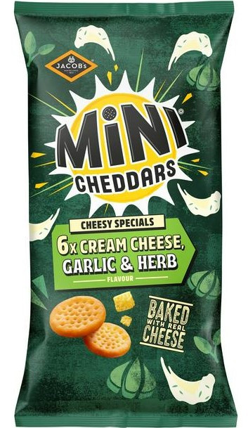 Jacobs Mini Cheddars Cream Cheese & Garlic 6 Pack x 23g