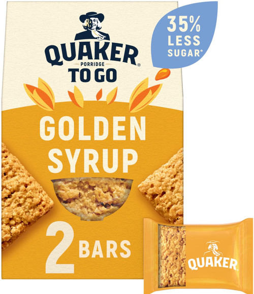 Quaker Porridge To Go Bars Golden Syrup 2 Pack 110g