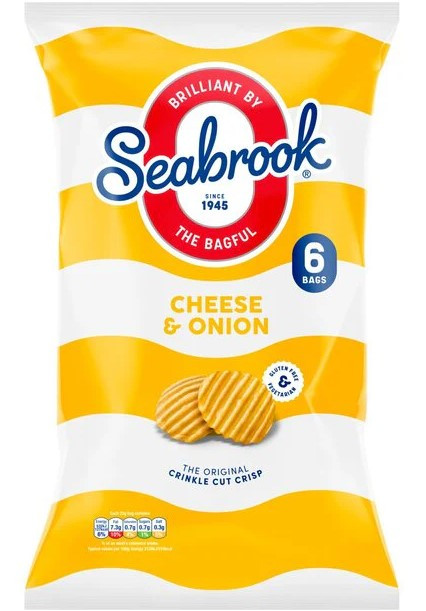 Seabrook Cheese & Onion 6 Pack 6 x 25g