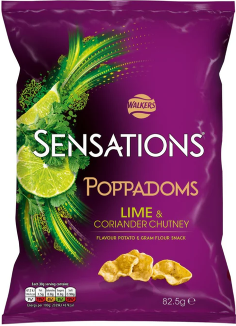 Walkers Sensations Lime & Coriander Poppadoms Large Bag 82.5g