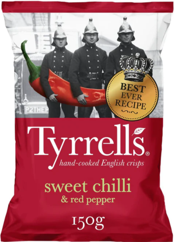 8 x Tyrrells Sweet Chilli & Red Pepper Crisps Large Bag 150g