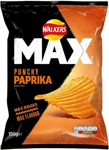 Walkers Max Paprika Large Bag 140g  x 12