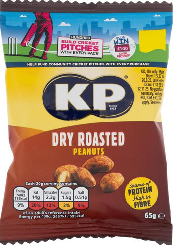 16 x KP Dry Roasted Peanuts 65g