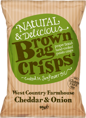 Brown Bag Proper British Crisps Cheddar & Onion 40g x 20